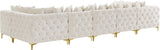 Tremblay Velvet Modular Sectional Sofa with Deep Button Tufting and Stylish Gold & Chrome Legs