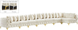 Tremblay Velvet Modular Sectional Sofa with Deep Button Tufting and Stylish Gold & Chrome Legs