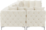 Tremblay Velvet Modular Sectional Sofa with Deep Button Tufting and Stylish Gold & Chrome Legs
