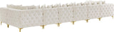Tremblay Velvet Modular Sectional Sofa with Deep Button Tufting and Stylish Gold & Chrome Legs