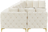 Tremblay Velvet Modular Sectional Sofa with Deep Button Tufting and Stylish Gold & Chrome Legs