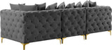 Tremblay Modular Sofa with Luxurious Velvet, Deep Button Tufting & Customizable Gold Chrome Legs