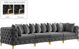 Tremblay Modular Sofa with Luxurious Velvet, Deep Button Tufting & Customizable Gold Chrome Legs