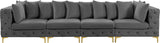 Tremblay Modular Sofa with Luxurious Velvet, Deep Button Tufting & Customizable Gold Chrome Legs