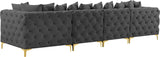 Tremblay Modular Sofa with Luxurious Velvet, Deep Button Tufting & Customizable Gold Chrome Legs