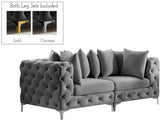 Tremblay Modular Sofa with Luxurious Velvet, Deep Button Tufting & Customizable Gold Chrome Legs
