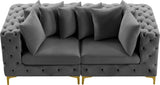Tremblay Modular Sofa with Luxurious Velvet, Deep Button Tufting & Customizable Gold Chrome Legs
