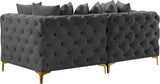 Tremblay Modular Sofa with Luxurious Velvet, Deep Button Tufting & Customizable Gold Chrome Legs