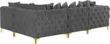 Tremblay Velvet Sectional Sofa - Luxurious Comfort with Modular Design & Gold Chrome Legs for Modern Homes