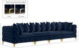 Tremblay Modular Sofa with Luxurious Velvet, Deep Button Tufting & Customizable Gold Chrome Legs
