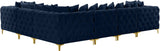 Tremblay Velvet Modular Sectional Sofa with Deep Tufting & Gold Chrome Legs for Modern Living Spaces