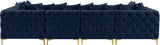 Tremblay Velvet Modular Sectional Sofa with Deep Tufting & Gold Chrome Legs for Modern Living Spaces