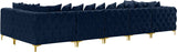 Tremblay Velvet Modular Sectional Sofa with Deep Tufting & Gold Chrome Legs for Modern Living Spaces