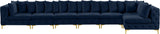 Tremblay Velvet Modular Sectional Sofa with Deep Tufting & Gold Chrome Legs for Modern Living Spaces
