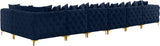 Tremblay Velvet Modular Sectional Sofa with Deep Tufting & Gold Chrome Legs for Modern Living Spaces