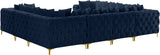 Tremblay Velvet Modular Sectional Sofa with Deep Tufting & Gold Chrome Legs for Modern Living Spaces