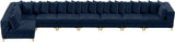 Tremblay Velvet Modular Sectional Sofa with Deep Tufting & Gold Chrome Legs for Modern Living Spaces