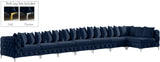 Tremblay Velvet Modular Sectional Sofa with Deep Tufting & Gold Chrome Legs for Modern Living Spaces