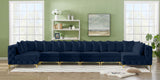 Tremblay Velvet Modular Sectional Sofa with Deep Tufting & Gold Chrome Legs for Modern Living Spaces