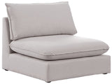 Mackenzie Contemporary Armless Chair with Elegant Linen Fabric, Modular Design for Versatile Spaces