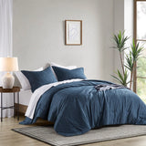 Chambray Denim Inspired Comforter Set, Navy, Twin/Twin XL