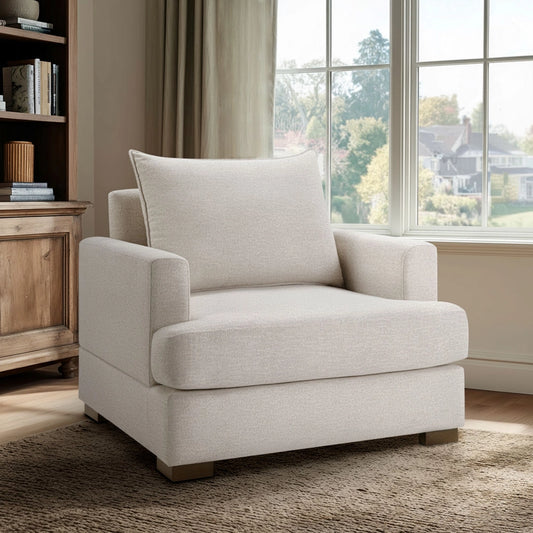 Modern Oversized Upholstered Armchair, Beige