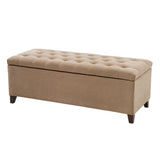 Button Tufted Upholstered Storage Bench, Sand Taupe *