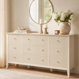 Wholesale Fluted 9-Drawer Black Wood Dresser