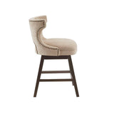 Open Back Winged Swivel Counter Stool, Beige