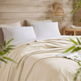 Diamond Jacquard Soft Bamboo Cotton Blanket, Ivory