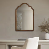 Scalloped Wood Framed Wall Mirror, Brown