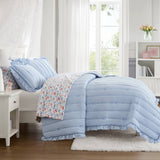 Soft Bow Embroidered Quilt Mini Set, Blue