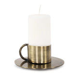 Italo Short Antique Brass Candle Holder with Handle