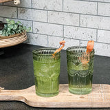 Vintage Sage Green Textured Drinking Glass Set of 6