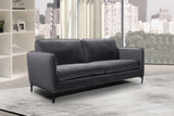 Poppy Black Velvet Sofa - Chic Contemporary Design with Plush Comfort and Stylish Matte Black Legs