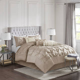 Silky Tufted 7-Piece Comforter Set, Taupe
