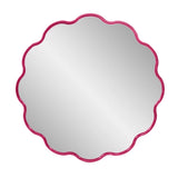 Kushi Round Scalloped Edge Mirror in Glossy Hot Pink