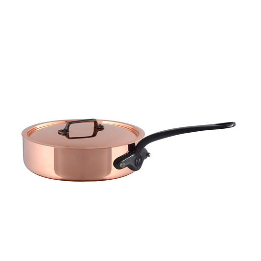Mauviel M'Heritage M'250 CI Copper Saute Pan With Lid, Electroplated Handle, 5.1-Qt