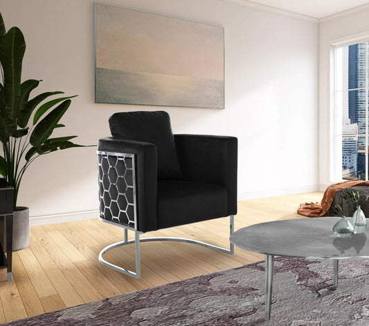 Casa Velvet Contemporary Chair – Modern Design with Soft Upholstery and Stylish Honeycomb Frame