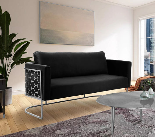 Casa Velvet Contemporary Sofa - Modern Design with Soft Touch, Chrome Frame, and Eye-Catching Style