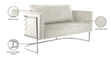 Casa Velvet Contemporary Loveseat - Luxurious Soft Upholstery with Chic Chrome Frame for Modern Spaces