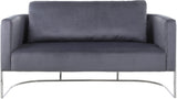 Casa Velvet Contemporary Loveseat - Luxurious Soft Upholstery with Chic Chrome Frame for Modern Spaces