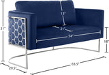 Casa Velvet Contemporary Loveseat - Luxurious Soft Upholstery with Chic Chrome Frame for Modern Spaces