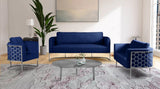 Casa Velvet Contemporary Loveseat - Luxurious Soft Upholstery with Chic Chrome Frame for Modern Spaces