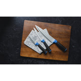 Duo-Grip 3 Piece Kitchen Knife Set With Blade Guards, Blue