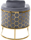 Casa Velvet Contemporary Chair – Modern Design with Soft Upholstery and Stylish Honeycomb Frame