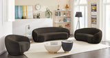 Hyde Brown Boucle Fabric Sofa - Chic Rounded Design for Modern Living, Plush Comfort & Style!