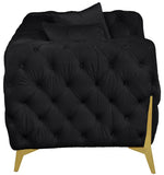 KingdomVelvet Chic Contemporary Loveseat with Deep Button Tufting and Stylish Gold Metal Legs