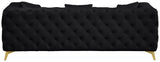 KingdomVelvet Chic Contemporary Sofa with Deep Button Tufting and Stylish Gold Metal Legs
