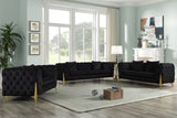 KingdomVelvet Chic Contemporary Sofa with Deep Button Tufting and Stylish Gold Metal Legs